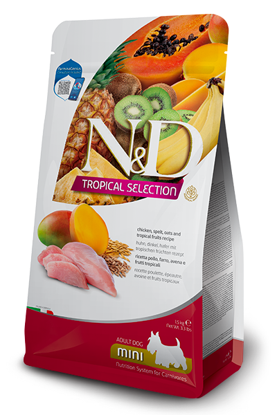 N&D Tropical Selection Adult Mini Pollo, Farro, Segale e Frutta Tropicale
