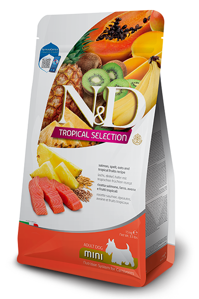 N&D Tropical Selection Adult Mini Salmone, Farro, Segale e Frutta Tropicale