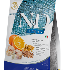 N&D Ocean Cat Merluzzo, Farro, Avena e Arancia Adult
