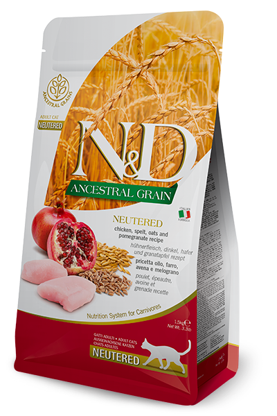 N&D Ancestral Grain Cat Neutered Pollo e Melograno Adult