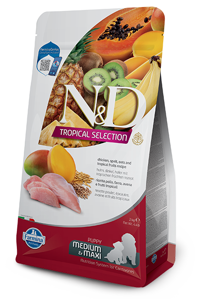 N&D Tropical Selection Puppy Medium/Maxi Pollo, Farro, Segale e Frutta Tropicale