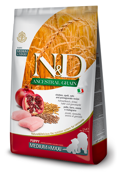 N&D Ancestral Grain Puppy Medium/Maxi Pollo e Melograno