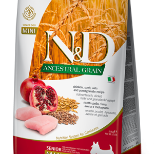 N&D Ancestral Grain Senior Mini Pollo, Melograno, Farro e Avena